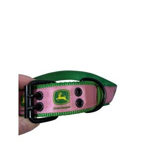 John Deere Dog Collar Large Pink Green Logo Adjustable Pets First Pet Accessory